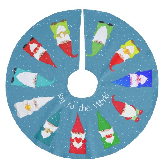 Kerstgnomen op lichte saphirblauw kerstboom rok (Voorkant)