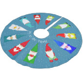 Kerstgnomen op Light Sapphire Blue Kerstboom Rok (Gekanteld)