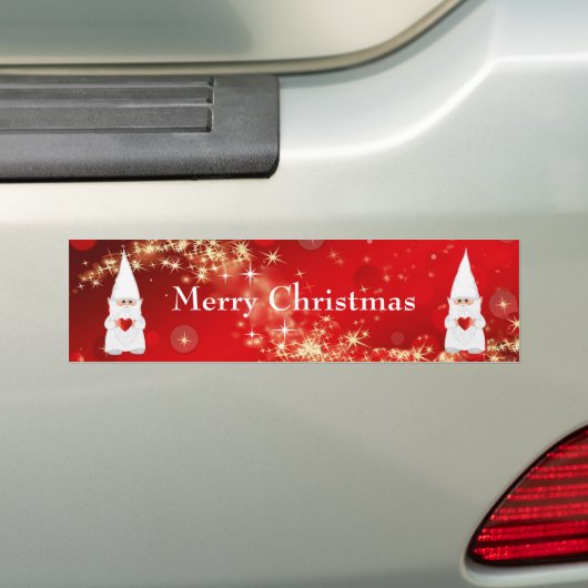 Kerstgnomen op rode Bumpersticker (Op auto)