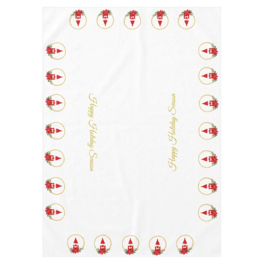 Kerstgnomen op witte tablet tafelkleed (Voorkant)