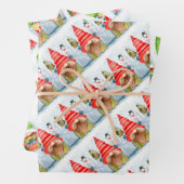 kerstgnomen papierbladen overvullen inpakpapier vel (In situ)