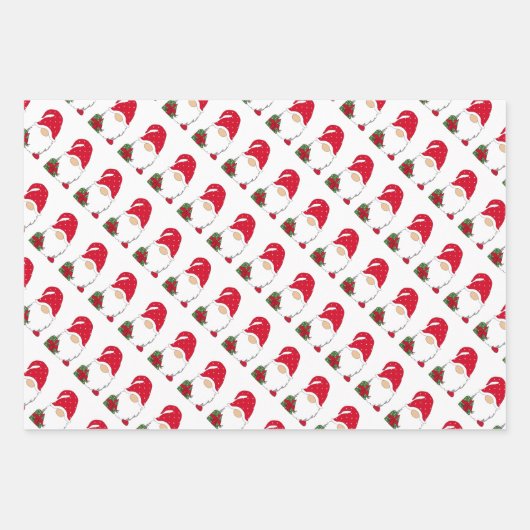 kerstgnomen papierbladen overvullen inpakpapier vel (Voorkant 3)