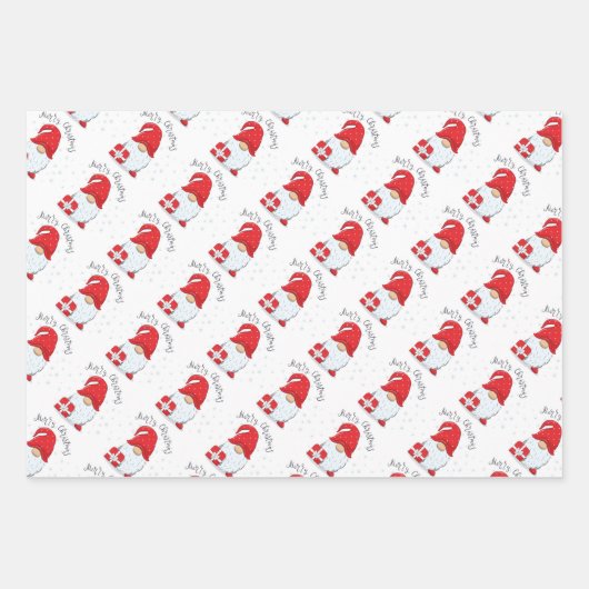 kerstgnomen papierbladen overvullen inpakpapier vel (Voorkant 2)