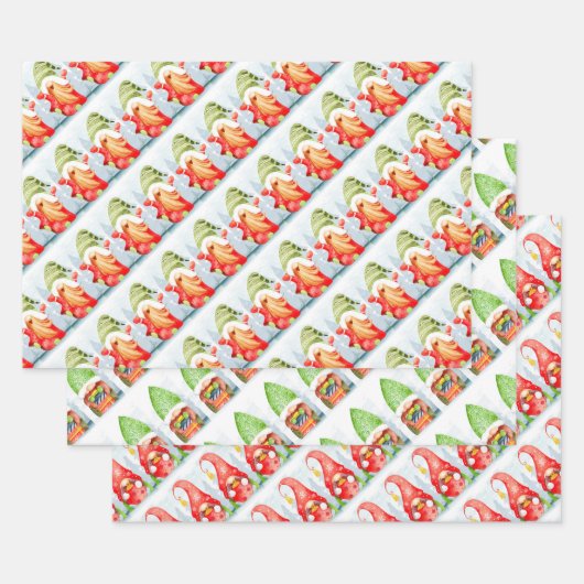 kerstgnomen papierbladen overvullen inpakpapier vel (Set)