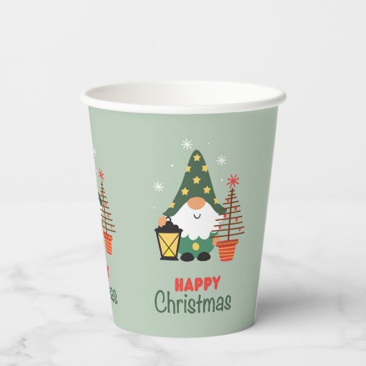 Kerstgnomen Papieren Bekers (Achterkant)