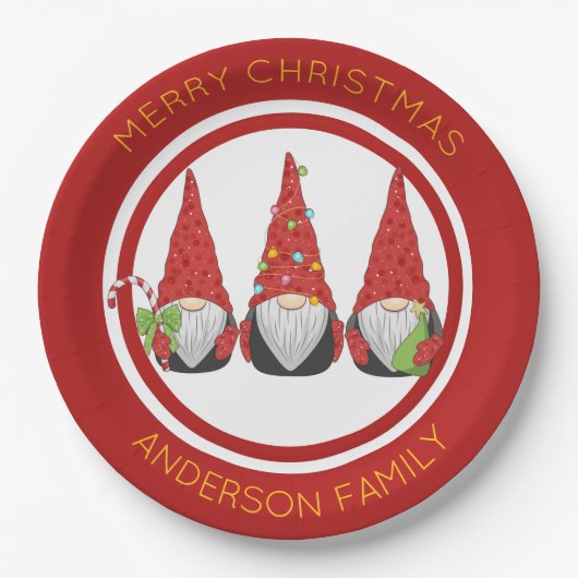 Kerstgnomen Papieren Bordje (Voorkant)