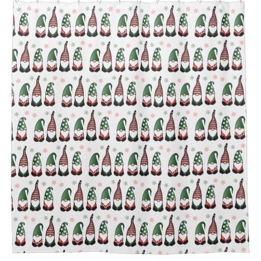 Kerstgnomen Pattern Douchegordijn (Voorkant)