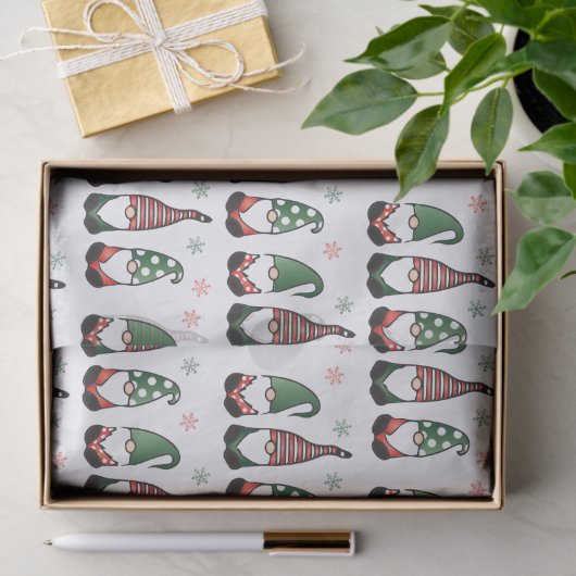 Kerstgnomen Pattern Tissuepapier (Geschenk)