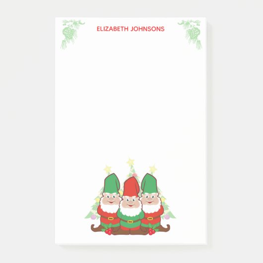 Kerstgnomen, persoonlijk post-it® notes (Voorkant)