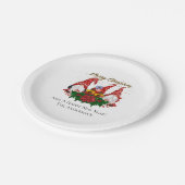 Kerstgnomen Poinsettia Whimsical Woodland Papieren Bordje (Gekanteld)