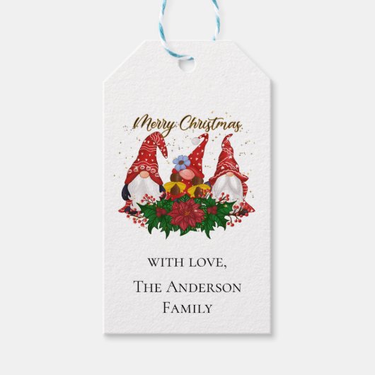 Kerstgnomen Red Green Festive Trendy Cadeaulabel (Voorkant)
