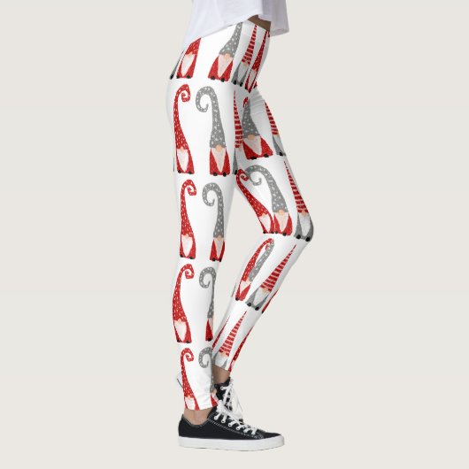 kerstgnomen Red Grey Holiday Pattern Leggings (Rechts)