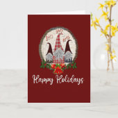 Kerstgnomen Red Prettige feestdagen Rustic, Pset Kaart (Gele Bloem)