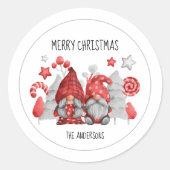 Kerstgnomen Ronde Sticker (Voorkant)