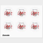 Kerstgnomen Ronde Sticker (Vel)