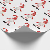 kerstgnomen rood-grijs stripe patroon cadeaupapier (Hoek)