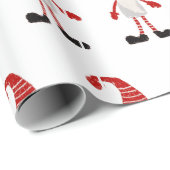 kerstgnomen rood-grijs stripe patroon cadeaupapier (Rol Hoek)