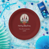 Kerstgnomen Rood, Rustiek, Plaid, Trendy Papieren Bordje (Feest)