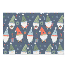 Kerstgnomen Santa Claus Blue Green Whimsical