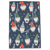 Kerstgnomen Santa Claus Blue Green Whimsical Medium Cadeauzakje (Voorkant)