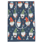 Kerstgnomen Santa Claus Blue Green Whimsical Medium Cadeauzakje (Achterkant)