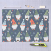 Kerstgnomen Santa Claus Blue Green Whimsical Tissuepapier (Craft)