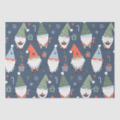 Kerstgnomen Santa Claus Blue Green Whimsical Tissuepapier (Voorkant)