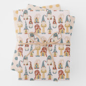 Kerstgnomen Scandinavian Blue Yellow Inpakpapier Vel (In situ)