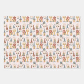 Kerstgnomen Scandinavian Blue Yellow Inpakpapier Vel (Voorkant)