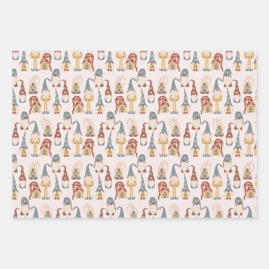 Kerstgnomen Scandinavian Blue Yellow Inpakpapier Vel (Voorkant)