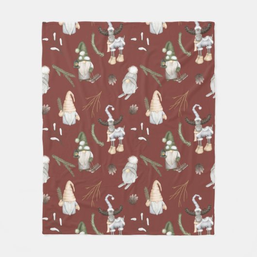 Kerstgnomen Scandinavian Fleece Blanket (Voorkant)