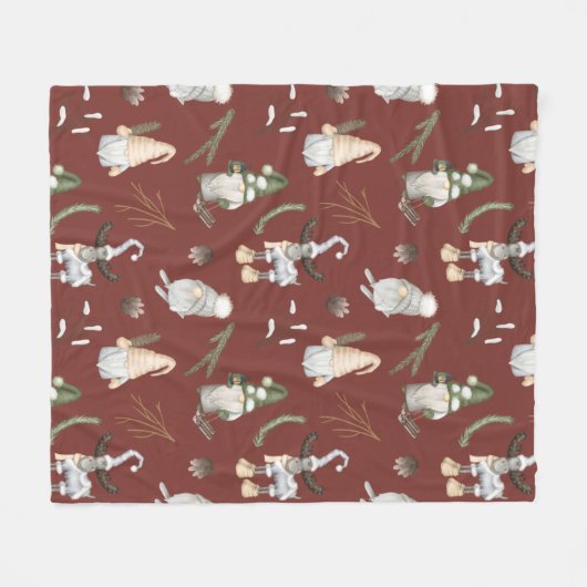 Kerstgnomen Scandinavian Fleece Blanket (Voorkant (Horizontaal))
