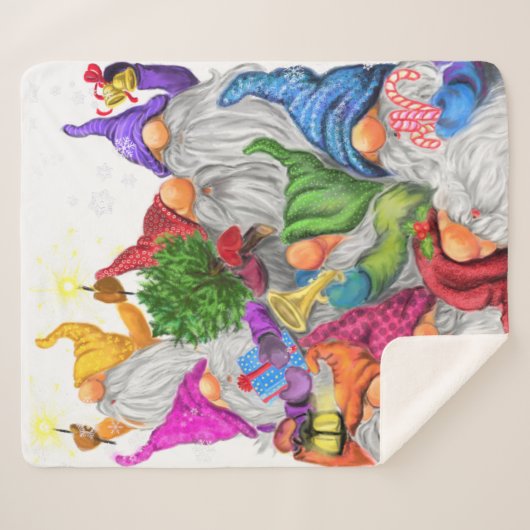 Kerstgnomen Sherpa Blanket Gift Deken (Voorkant (horizontaal))