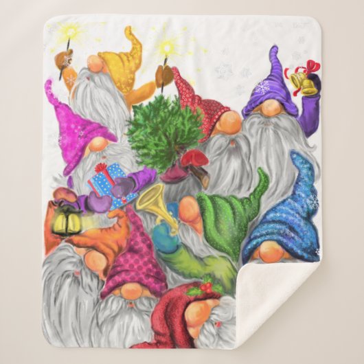 Kerstgnomen Sherpa Blanket Gift Sherpa Deken (Voorkant)