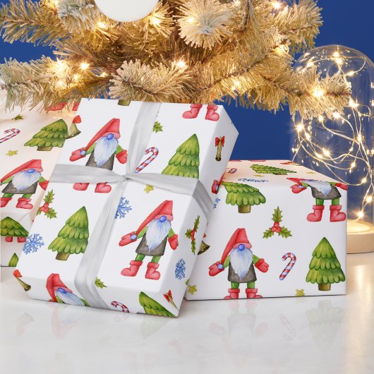 Kerstgnomen, Snoepriet, Bomen, Decoraties Cadeaupapier (Feestdagen)