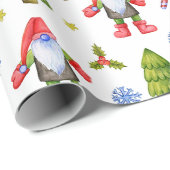 Kerstgnomen, Snoepriet, Bomen, Decoraties Cadeaupapier (Rol Hoek)