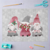 Kerstgnomen Snowflakes Gray Red Decoupage Art Tissuepapier (Craft)