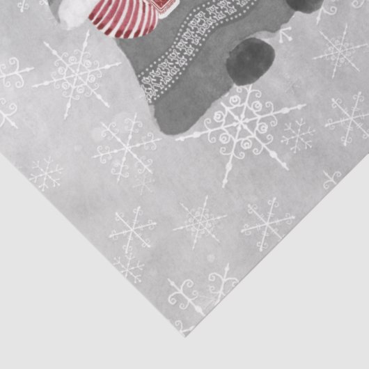 Kerstgnomen Snowflakes Gray Red Decoupage Art Tissuepapier (Detail)