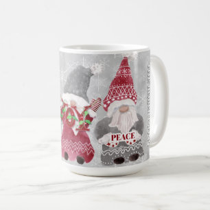 Kerstgnomen Snowflakes Gray Red Love Family Koffiemok