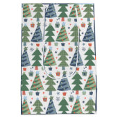 Kerstgnomen Trees Blue Green Red Medium Cadeauzakje (Achterkant)