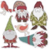 kerstgnomen vogels sticker (Voorkant)