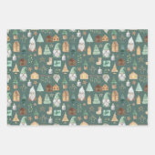 Kerstgnomen White Green Gold Trendy Whimsical Inpakpapier Vel (Voorkant 3)