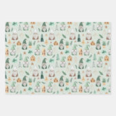Kerstgnomen White Green Gold Trendy Whimsical Inpakpapier Vel (Voorkant)