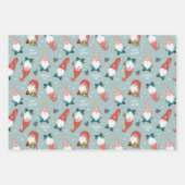 Kerstgnomen, winterpatronen van bosdieren inpakpapier vel (Voorkant)