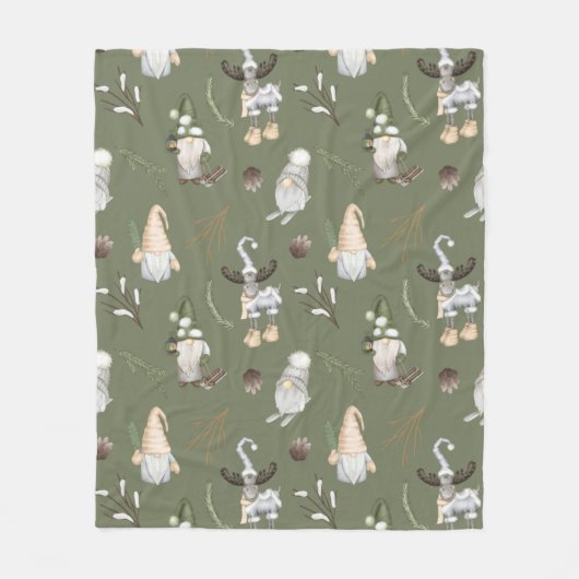 Kerstgnomen Woodland Fleece Deken (Voorkant)