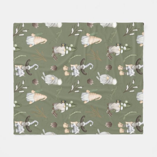 Kerstgnomen Woodland Fleece Deken (Voorkant (Horizontaal))