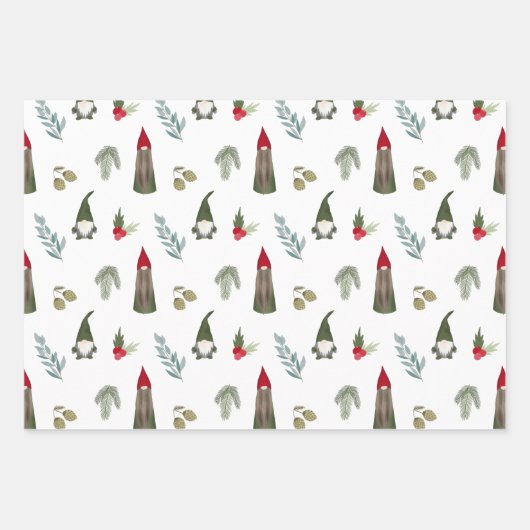 Kerstgnomen Woodland Inpakpapier Vel (Voorkant 2)