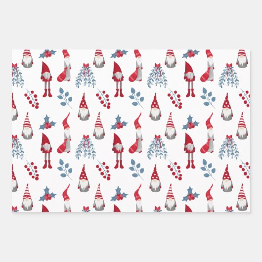 Kerstgnomen Woodland Inpakpapier Vel (Voorkant)