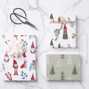 Kerstgnomen Woodland Inpakpapier Vel