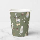 Kerstgnomen Woodland Papieren Bekers (Achterkant)